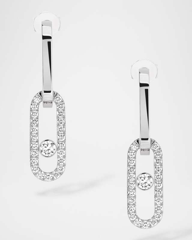 MOVE LINK 18K WHITE GOLD DIAMOND PENDANT EARRINGS